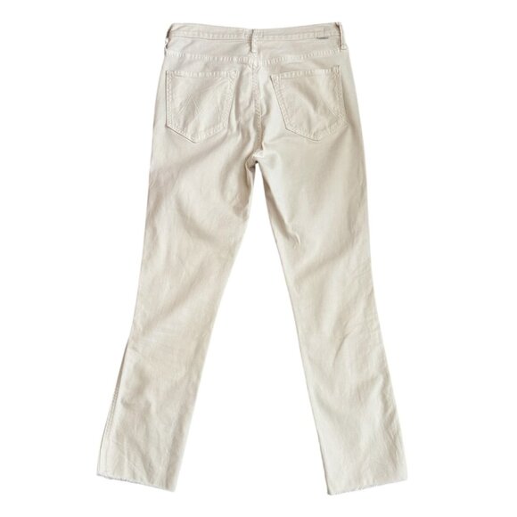 MOTHER High Waisted Rascal Ankle Fray Jeans in Chalk It Up Ivory Women's Size 28 - Picture 6 of 13
